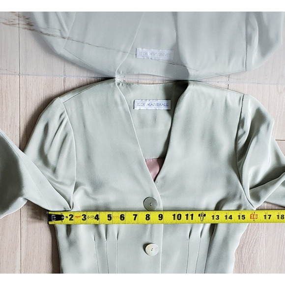 VTG Ildi Marshall Dress Womens 2 Green Button Front Long Sleeve Modest Midi - Picture 4 of 7